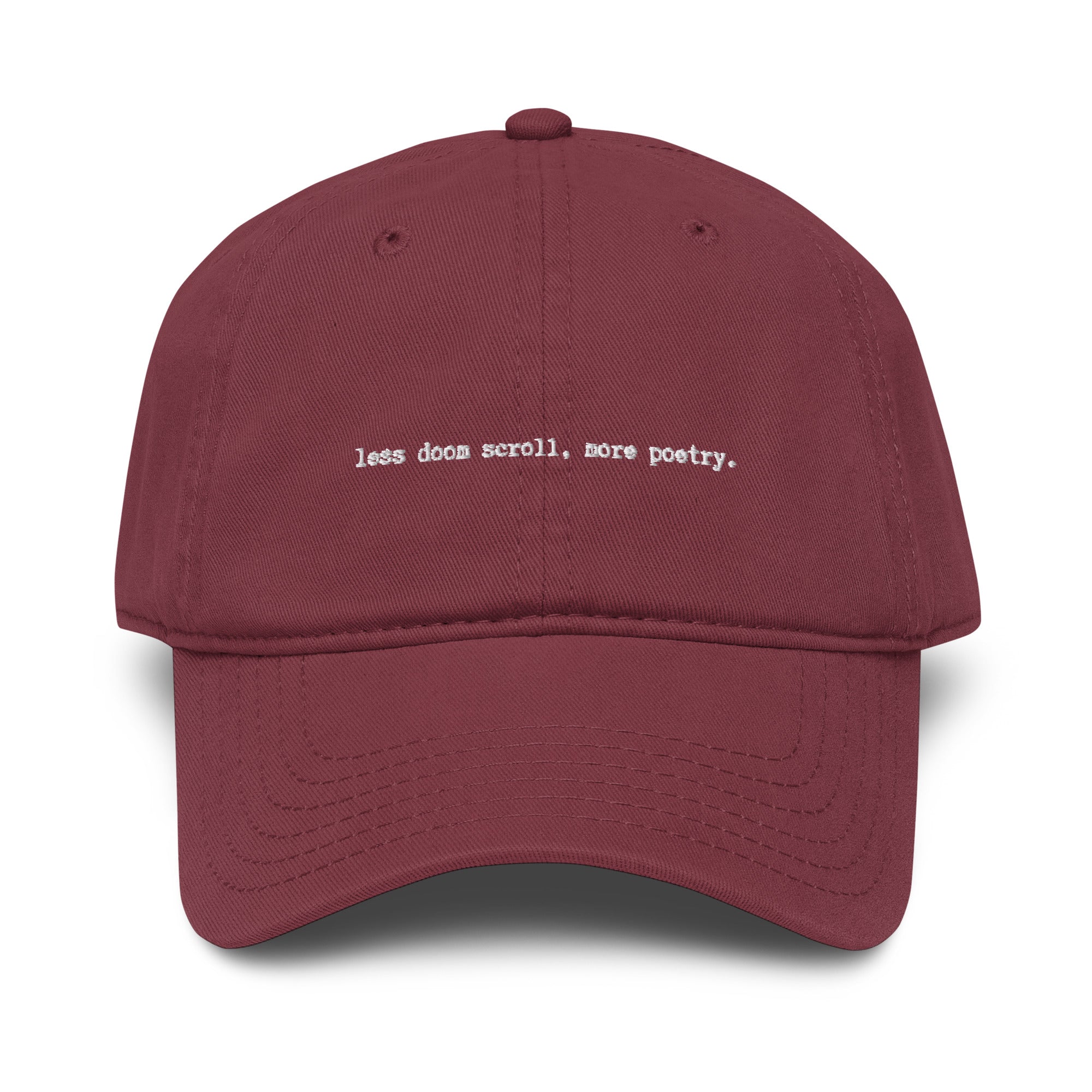 'less doom scroll, more poetry.' apparel